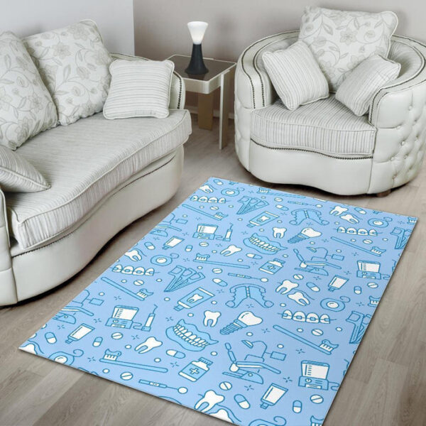 Dental Dentistry Dentist Tooth Pattern Print Sillvela Area Rug