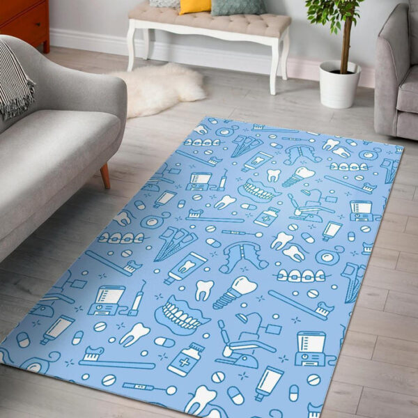 Dental Dentistry Dentist Tooth Pattern Print Sillvela Area Rug