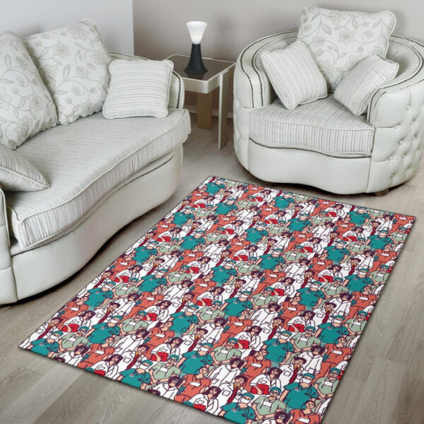 Docter Nurse Pattern Print Sillvela Area Rug