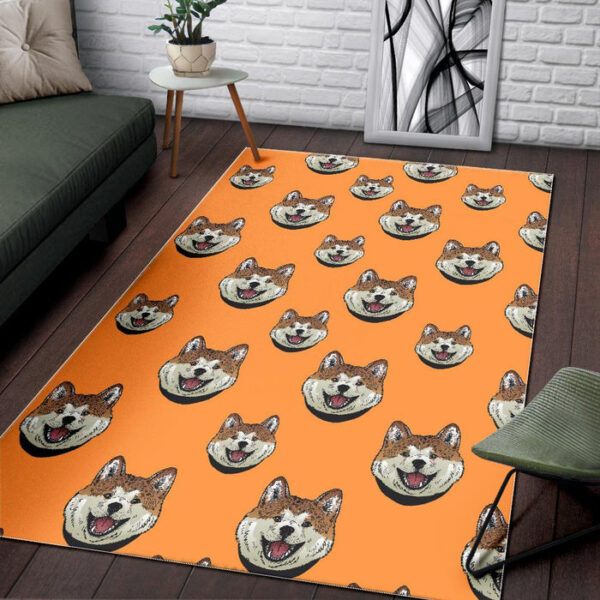 Dog Akita Print Pattern Sillvela Area Rug
