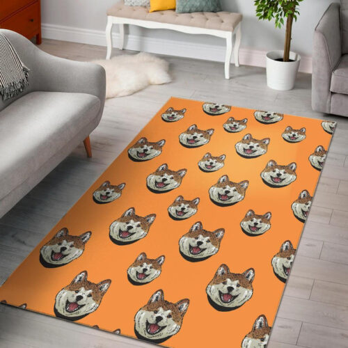 Dog Akita Print Pattern Sillvela Area Rug