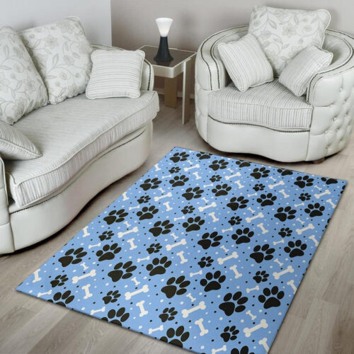 Dog Bone Paw Sillvela Area Rug