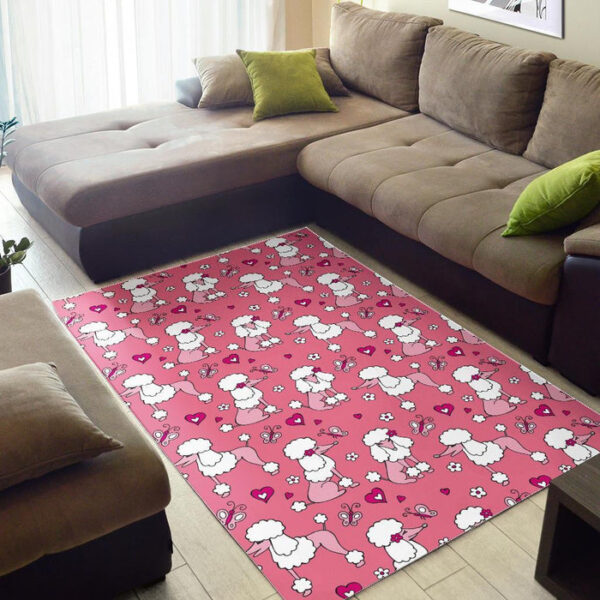 Dog Poodle Pattern Print Sillvela Area Rug