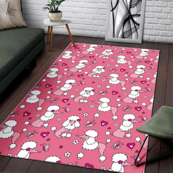 Dog Poodle Pattern Print Sillvela Area Rug