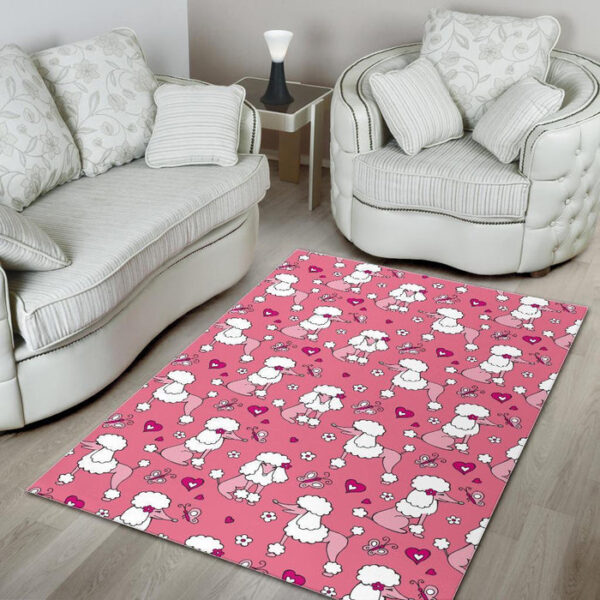 Dog Poodle Pattern Print Sillvela Area Rug