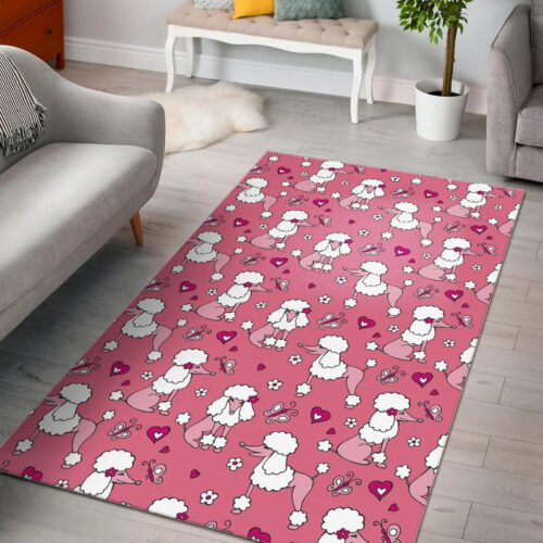 Dog Poodle Pattern Print Sillvela Area Rug