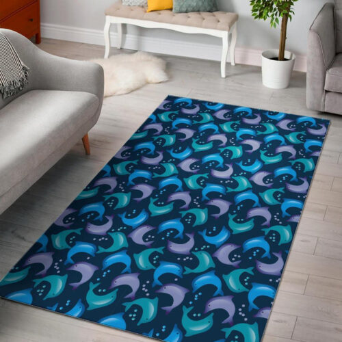 Dolphin Pattern Print Sillvela Area Rug