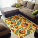 Drawing Sunflower Print Pattern Sillvela Area Rug