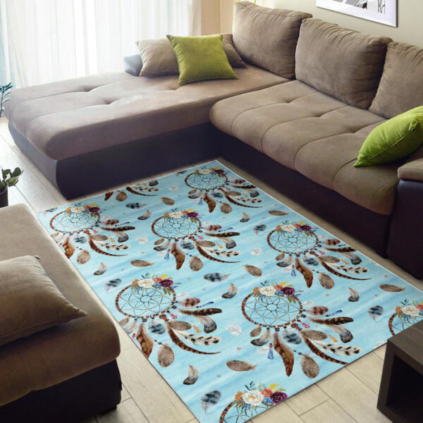 Dream Catcher Blue Feather Sillvela Area Rug