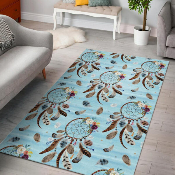 Dream Catcher Blue Feather Sillvela Area Rug
