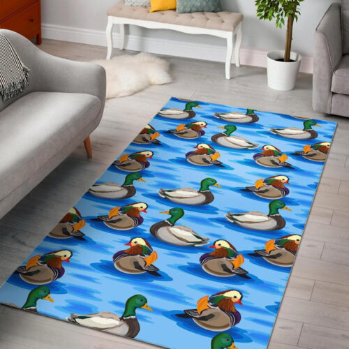 Duck Mallard Pattern Print Sillvela Area Rug