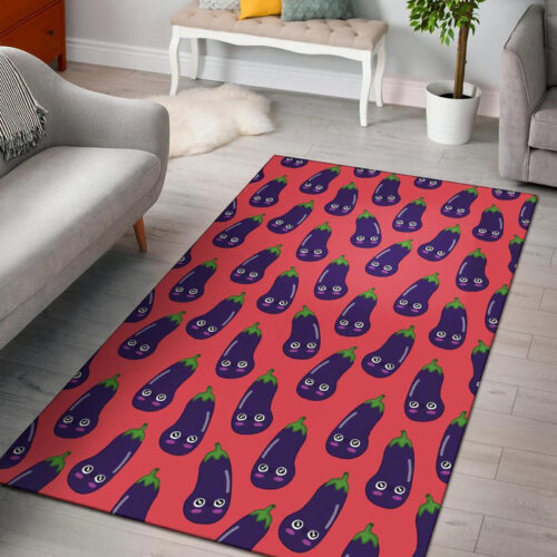 Eggplant Funny Print Pattern Sillvela Area Rug