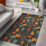 Electric Guitar Colorful Pattern Print Sillvela Area Rug