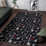 Electric Guitar Pattern Print Sillvela Area Rug