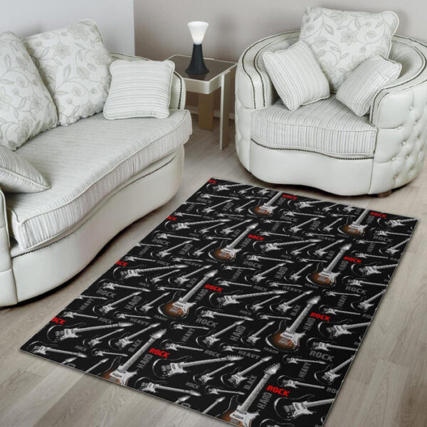 Electric Guitar Pattern Print Sillvela Area Rug