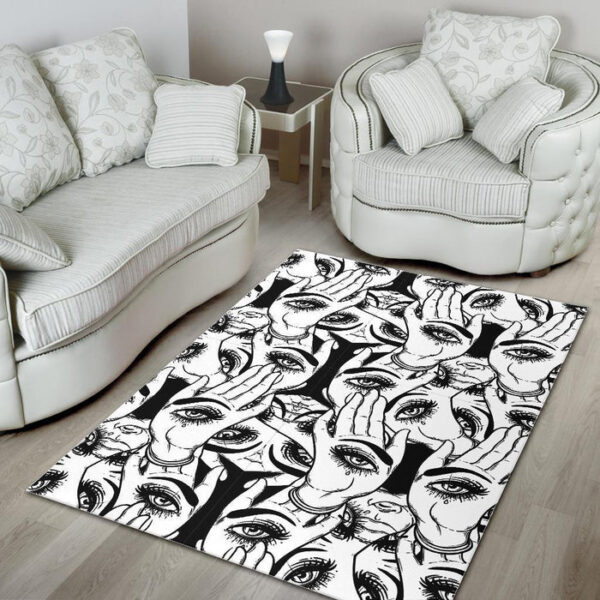 Evil Eye Hamsa Hand Pattern Print Sillvela Area Rug