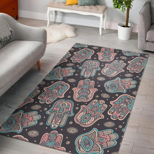 Evil Eye Hamsa Pattern Print Sillvela Area Rug