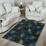 Feather Peacock Pattern Print Sillvela Area Rug