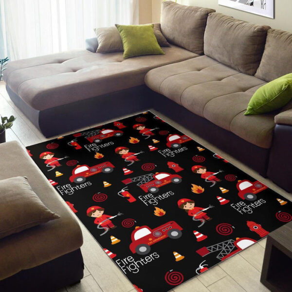 Firefighter Print Pattern Sillvela Area Rug
