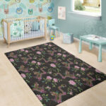 Floral Janpanese Dragon Print Sillvela Area Rug