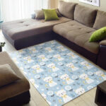 Floral Kitten Cat Pattern Print Sillvela Area Rug