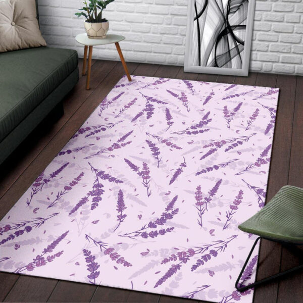Floral Lavender Pattern Print Sillvela Area Rug
