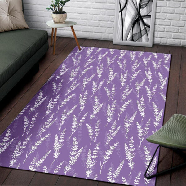Floral Lavender Print Pattern Sillvela Area Rug