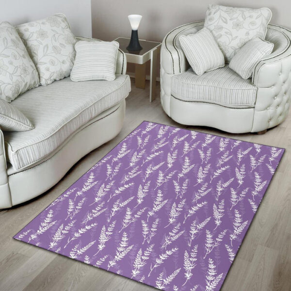 Floral Lavender Print Pattern Sillvela Area Rug