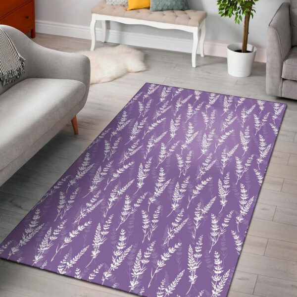 Floral Lavender Print Pattern Sillvela Area Rug