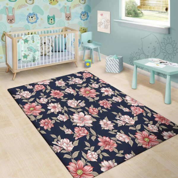 Floral Rose Print Sillvela Area Rug