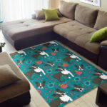 Flower Boston Terrier Pattern Print Sillvela Area Rug