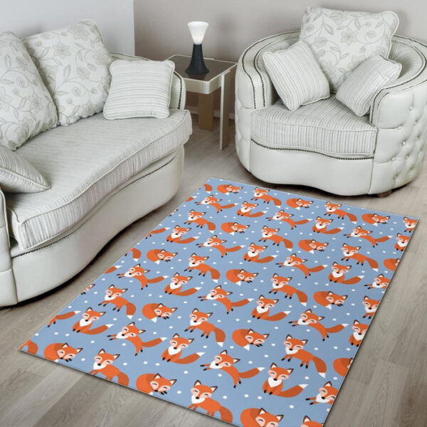 Fox Snow Pattern Print Sillvela Area Rug