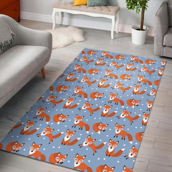 Fox Snow Pattern Print Sillvela Area Rug