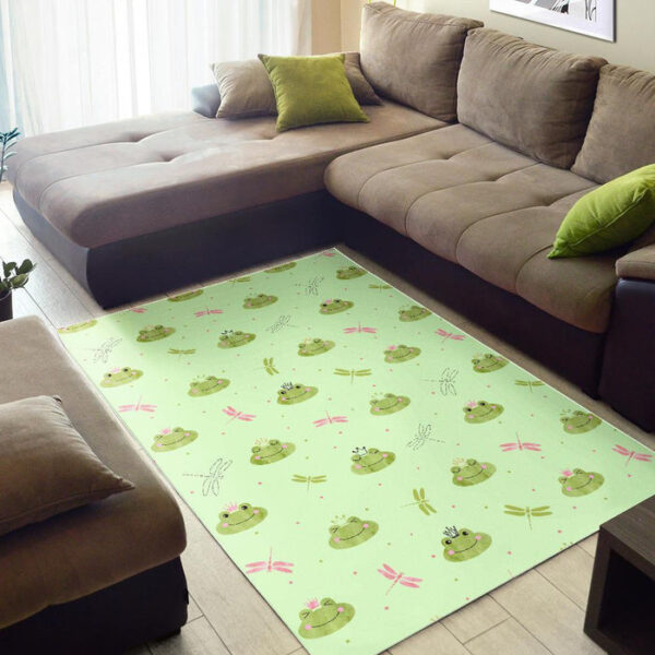 Frog Prince Crown Pattern Print Sillvela Area Rug