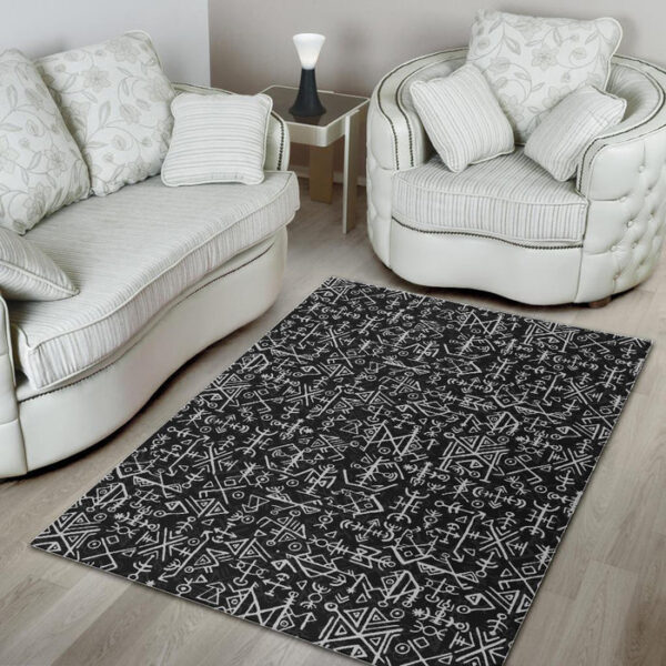 Futhark Norse Runes Scandinavian Viking Pattern Print Sillvela Area Rug