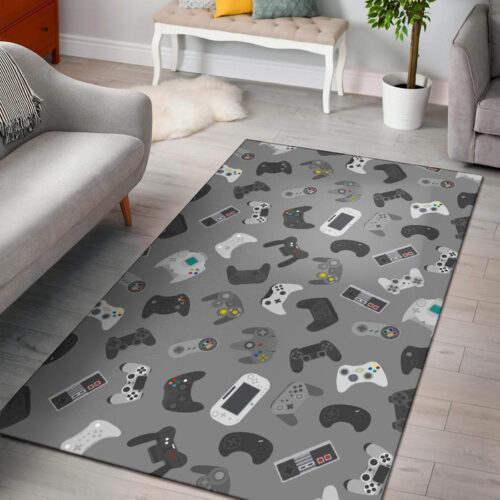Gaming Joystick Print Pattern Sillvela Area Rug