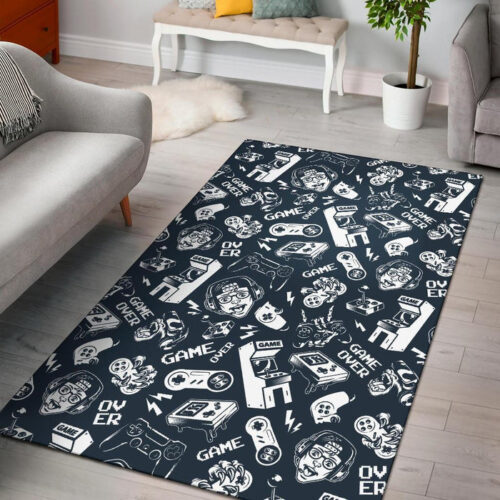 Gaming Pattern Print Sillvela Area Rug