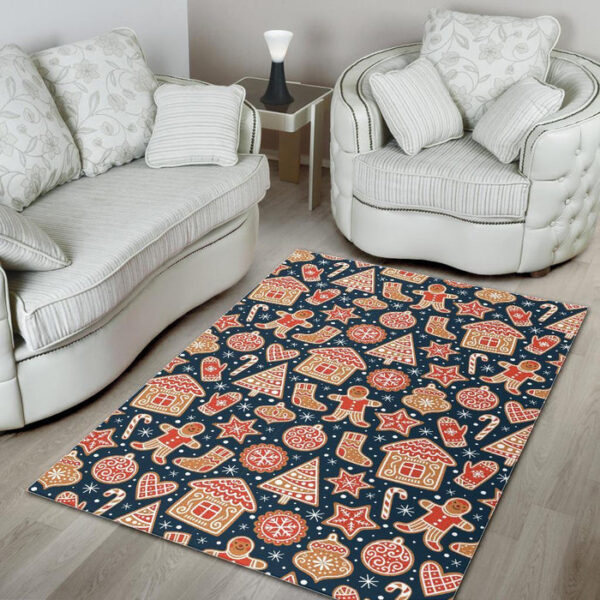 Gingerbread Man Chirstmas Pattern Print Sillvela Area Rug