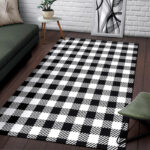 Gingham Black Pattern Print Sillvela Area Rug