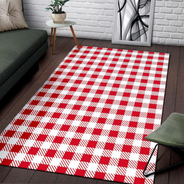 Gingham Red Pattern Print Sillvela Area Rug