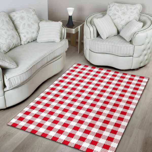 Gingham Red Pattern Print Sillvela Area Rug