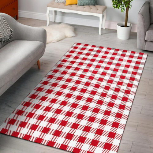 Gingham Red Pattern Print Sillvela Area Rug