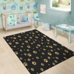 Gold Footprint Paw Sillvela Area Rug