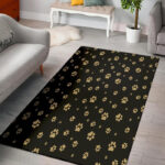 Gold Footprint Paw Sillvela Area Rug