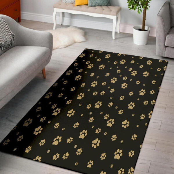 Gold Footprint Paw Sillvela Area Rug