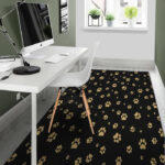 Gold Footprint Paw Sillvela Area Rug