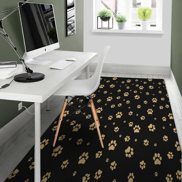 Gold Footprint Paw Sillvela Area Rug