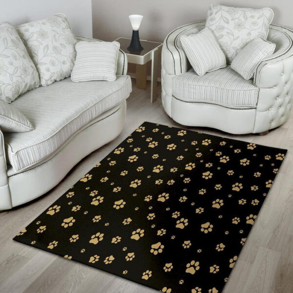 Gold Footprint Paw Sillvela Area Rug