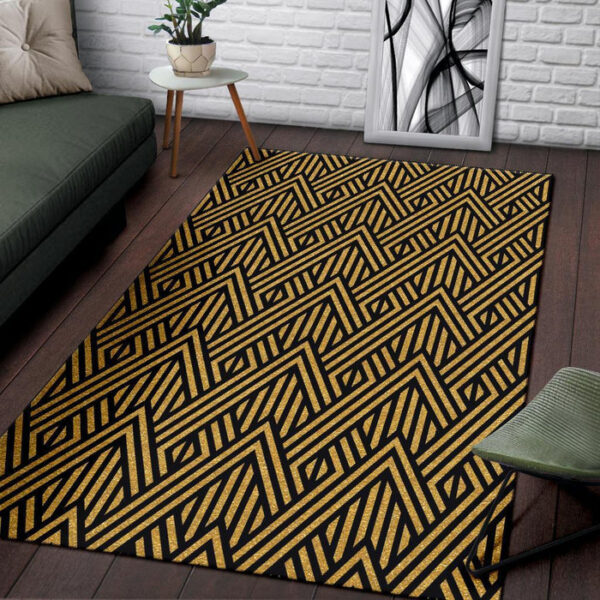 Gold Glitter Pattern Print Sillvela Area Rug