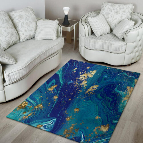 Gold Sapphire Marble Sillvela Area Rug